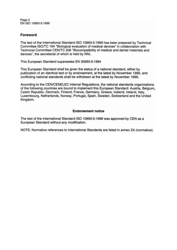 EN ISO 10993-5:1999 EN ISO 10555-5:2000 - Page 4 preview