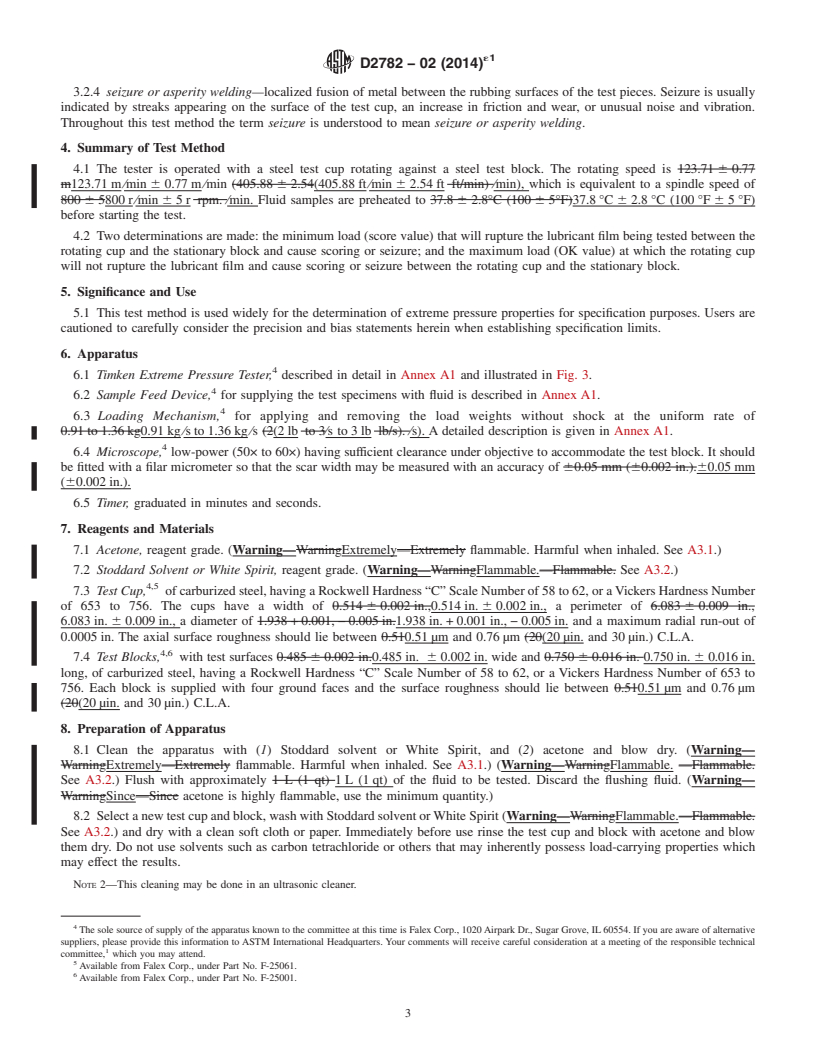 REDLINE ASTM D2782-02(2014)e1 - Standard Test Method for  Measurement of Extreme-Pressure Properties of Lubricating Fluids  (Timken Method)