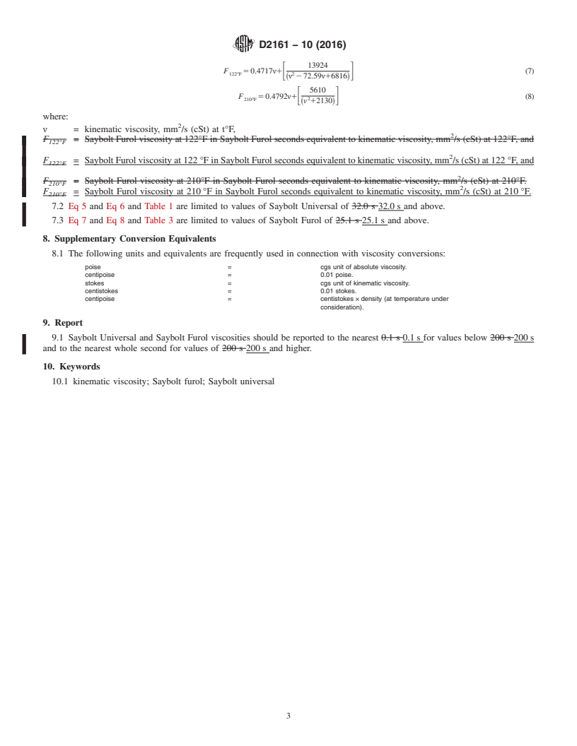 REDLINE ASTM D2161-10(2016) - Standard Practice for  Conversion of Kinematic Viscosity to Saybolt Universal Viscosity  or to Saybolt Furol Viscosity