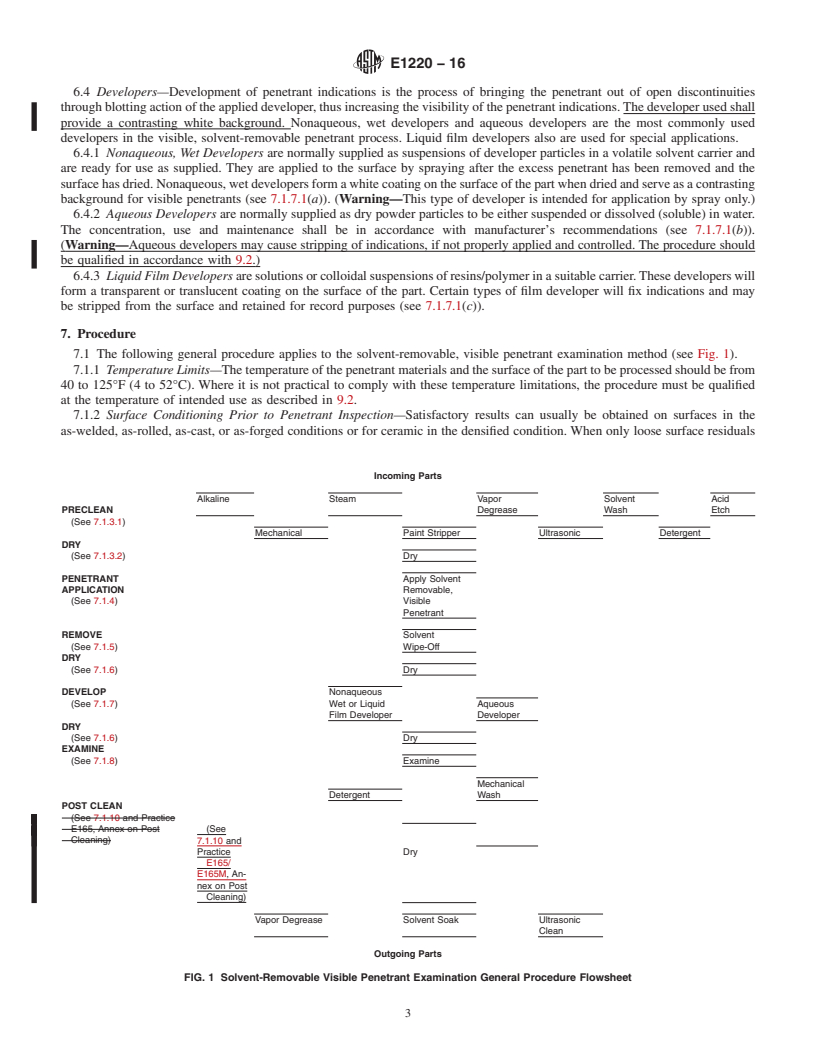 REDLINE ASTM E1220-16 - Standard Practice for  Visible Penetrant Testing Using Solvent-Removable Process