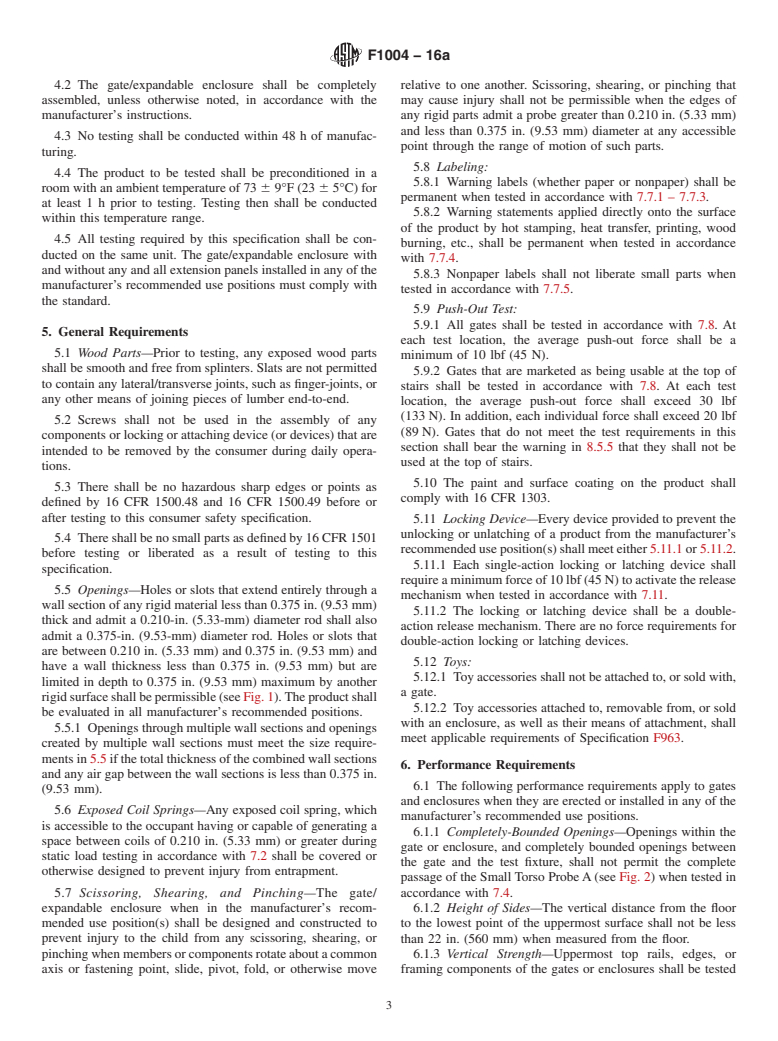 ASTM F1004-16a - Standard Consumer Safety Specification for Expansion Gates and Expandable Enclosures