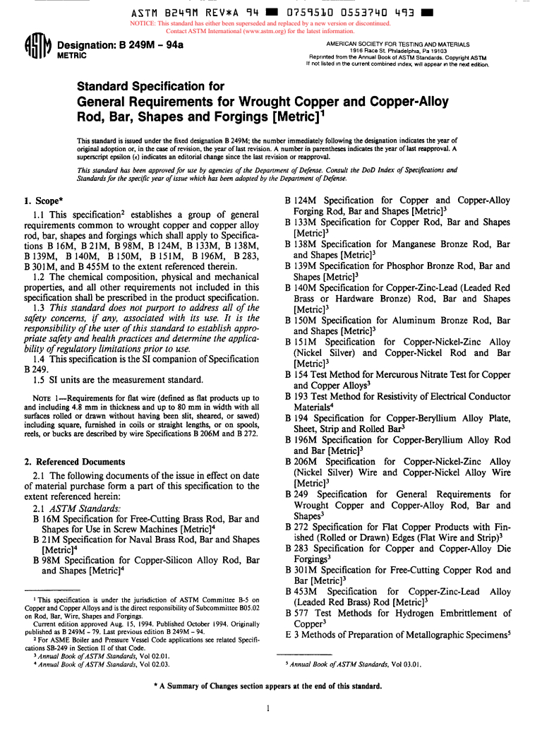 ASTM B249M-94a - Standard Specification For General Requirements For ...