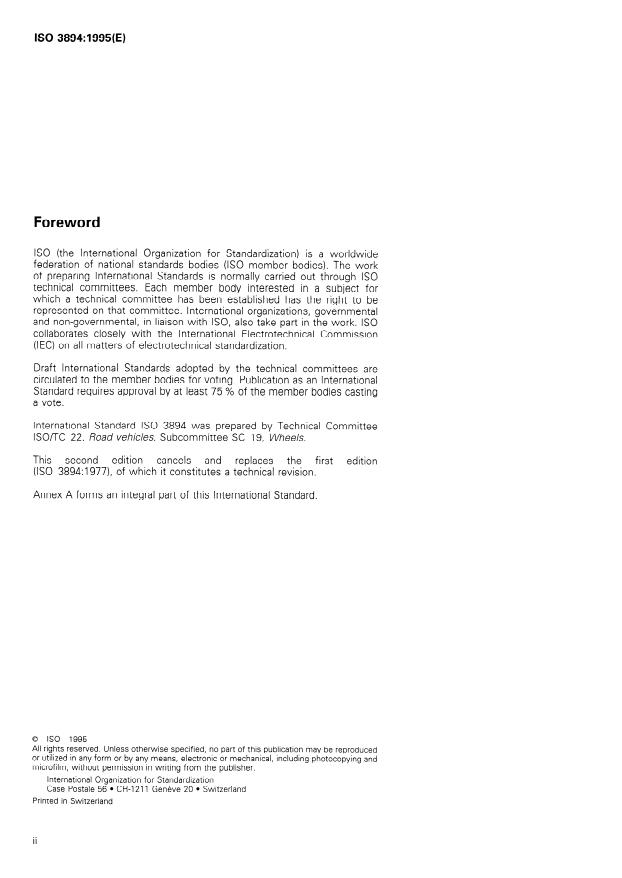 ISO 3894:1995 ISO 3894:1995 - Commercial vehicles -- Wheels/rims -- Test methods - Page 2 preview