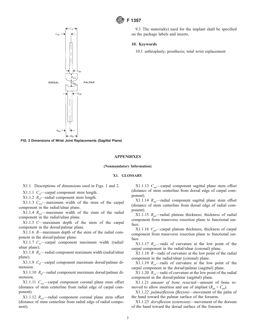 ASTM F1357-99 - Standard Specification for Articulating Total Wrist Implants