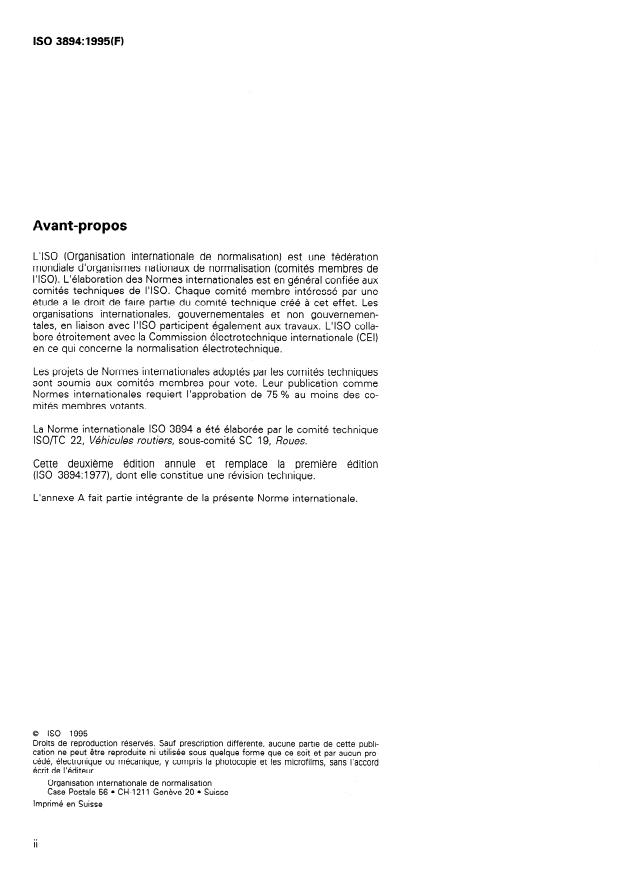 ISO 3894:1995 ISO 3894:1995 - Véhicules utilitaires -- Roues/jantes -- Méthodes d'essai - Page 2 preview