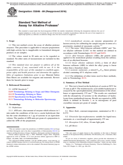 ASTM D3048-89(2016) ASTM D3048-89(2016) - Standard Test Method of Assay for Alkaline Protease - Page 1 preview