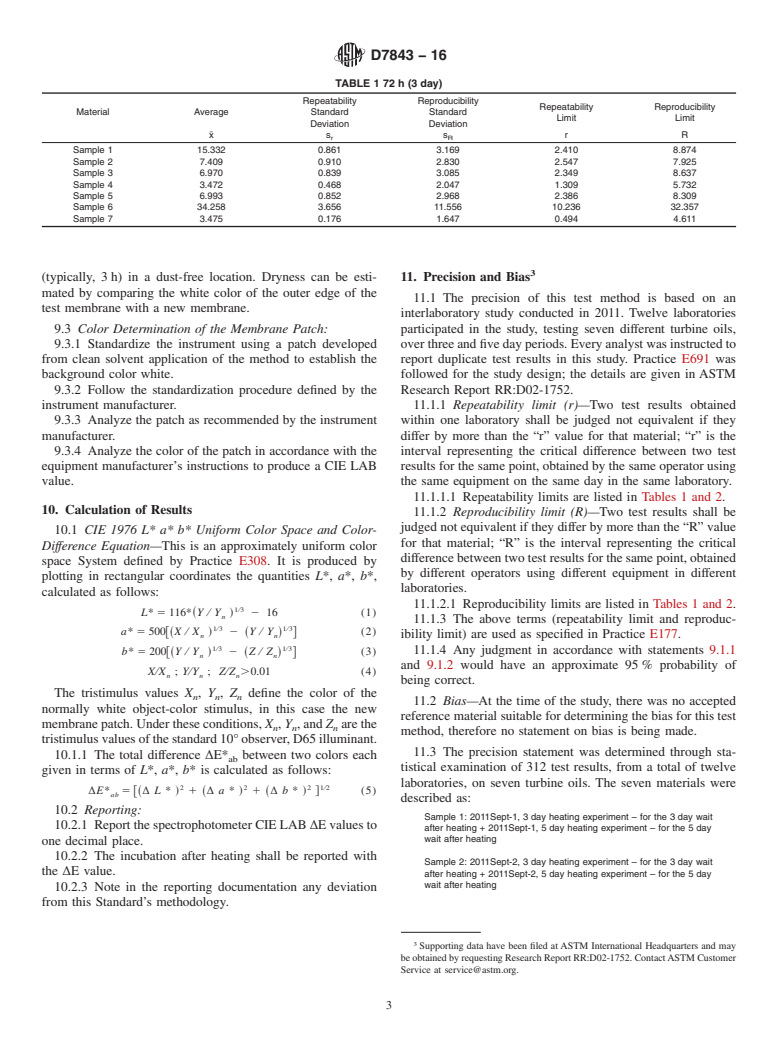 ASTM D7843-16 - Standard Test Method for Measurement of Lubricant Generated Insoluble Color Bodies in  In-Service Turbine Oils using Membrane Patch Colorimetry