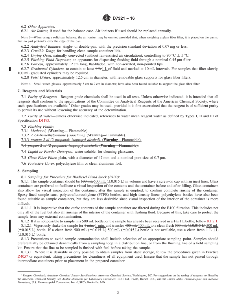 REDLINE ASTM D7321-16 - Standard Test Method for  Particulate Contamination of Biodiesel B100 Blend Stock Biodiesel  Esters and Biodiesel Blends by Laboratory Filtration