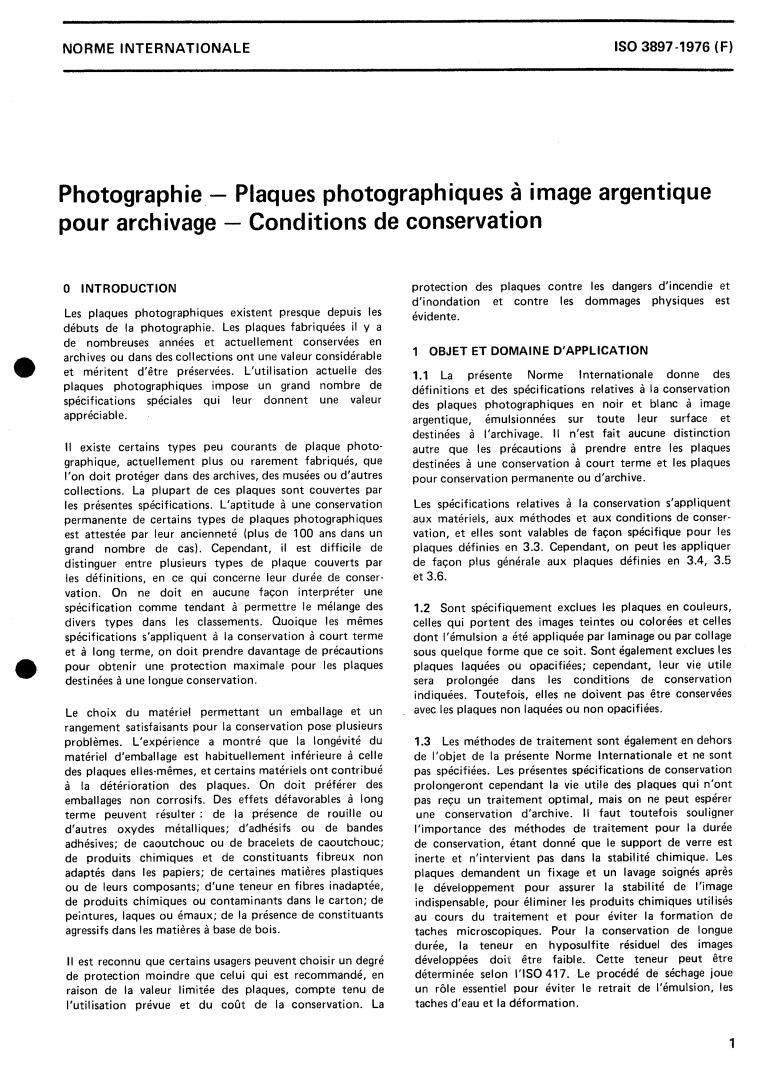 ISO 3897:1976 - Photography — Silver image photographic plates for record purposes — Storage conditions
Released:11/1/1976
