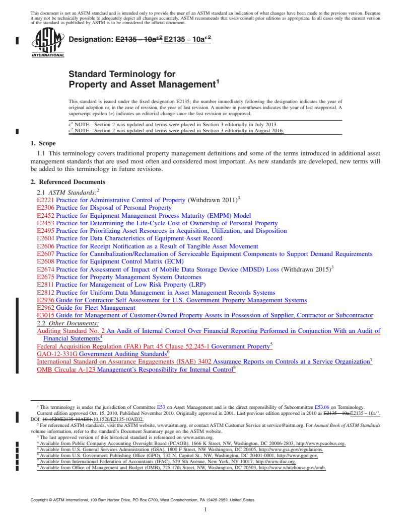 REDLINE ASTM E2135-10ae2 - Standard Terminology for Property and Asset Management