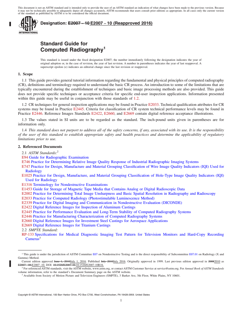 REDLINE ASTM E2007-10(2016) - Standard Guide for  Computed Radiography