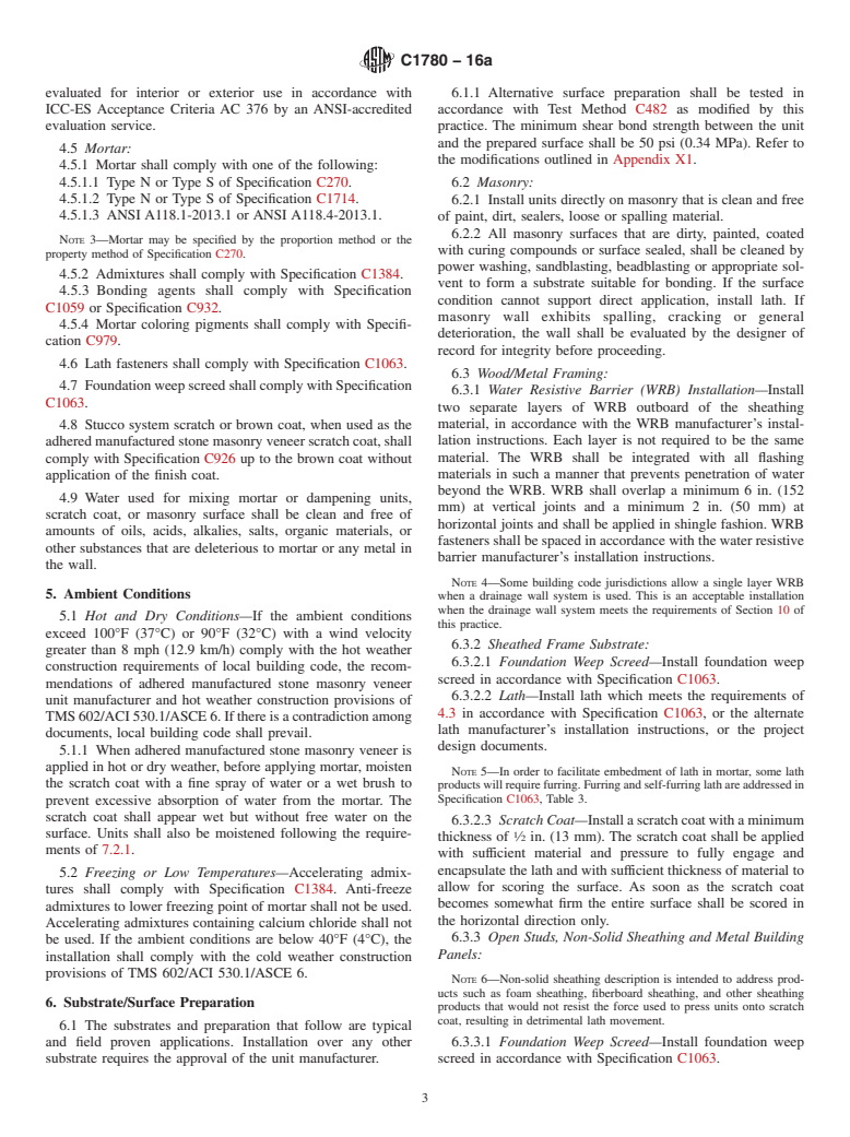 ASTM C1780-16a - Standard Practice for Installation Methods for Adhered Manufactured Stone Masonry  Veneer