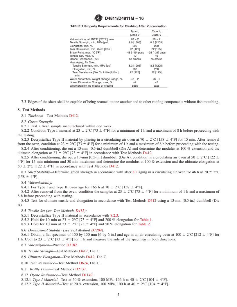 REDLINE ASTM D4811/D4811M-16 - Standard Specification for  Nonvulcanized (Uncured) Rubber Sheet Used as Roof Flashing