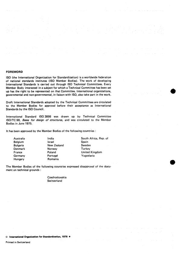 ISO 3898:1976 ISO 3898:1976 - Bases for design of structures -- Notations -- General symbols - Page 2 preview