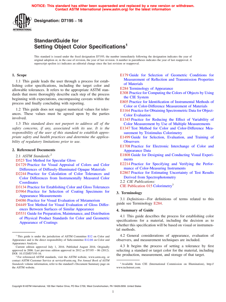 ASTM D7195-16 - Standard Guide for Setting Object Color Specifications