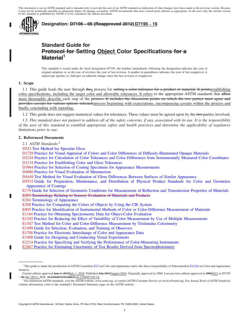 REDLINE ASTM D7195-16 - Standard Guide for Setting Object Color Specifications