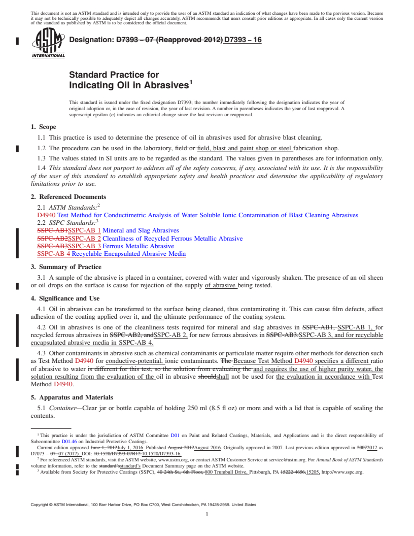 REDLINE ASTM D7393-16 - Standard Practice for Indicating Oil in Abrasives