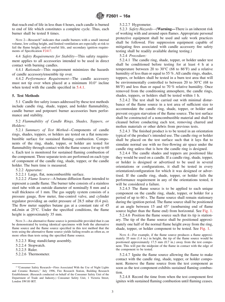 ASTM F2601-16a - Standard Specification for  Fire Safety for Candle Accessories