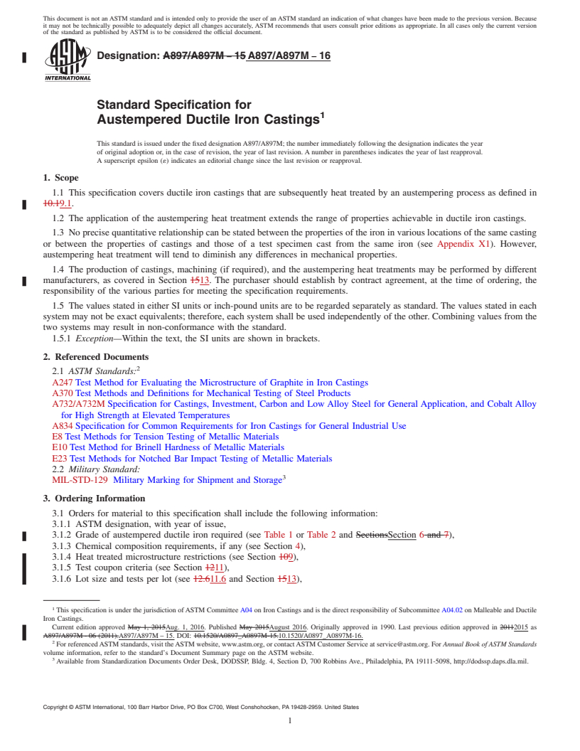 REDLINE ASTM A897/A897M-16 - Standard Specification for  Austempered Ductile Iron Castings