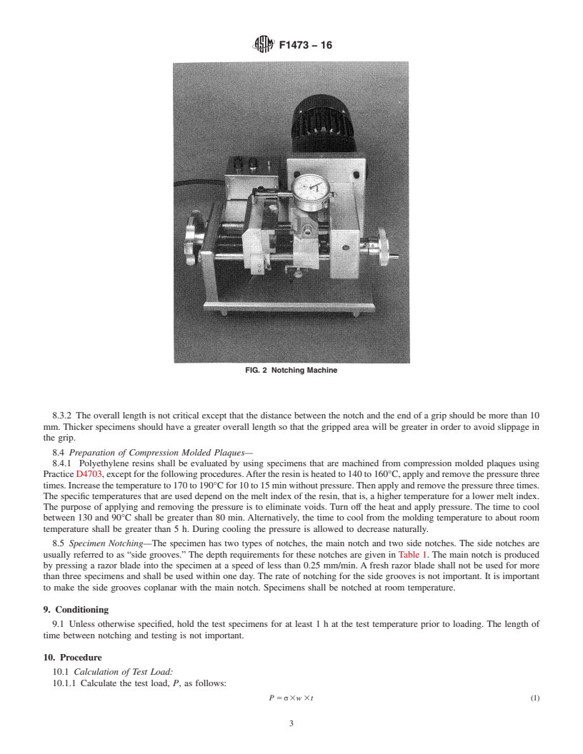 REDLINE ASTM F1473-16 - Standard Test Method for  Notch Tensile Test to Measure the Resistance to Slow Crack   Growth of Polyethylene Pipes and Resins