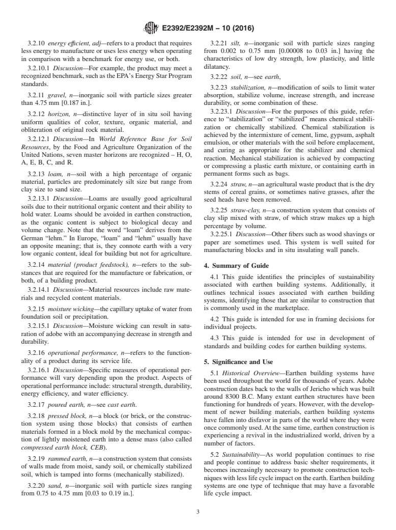 ASTM E2392/E2392M-10(2016) - Standard Guide for Design of Earthen Wall Building Systems