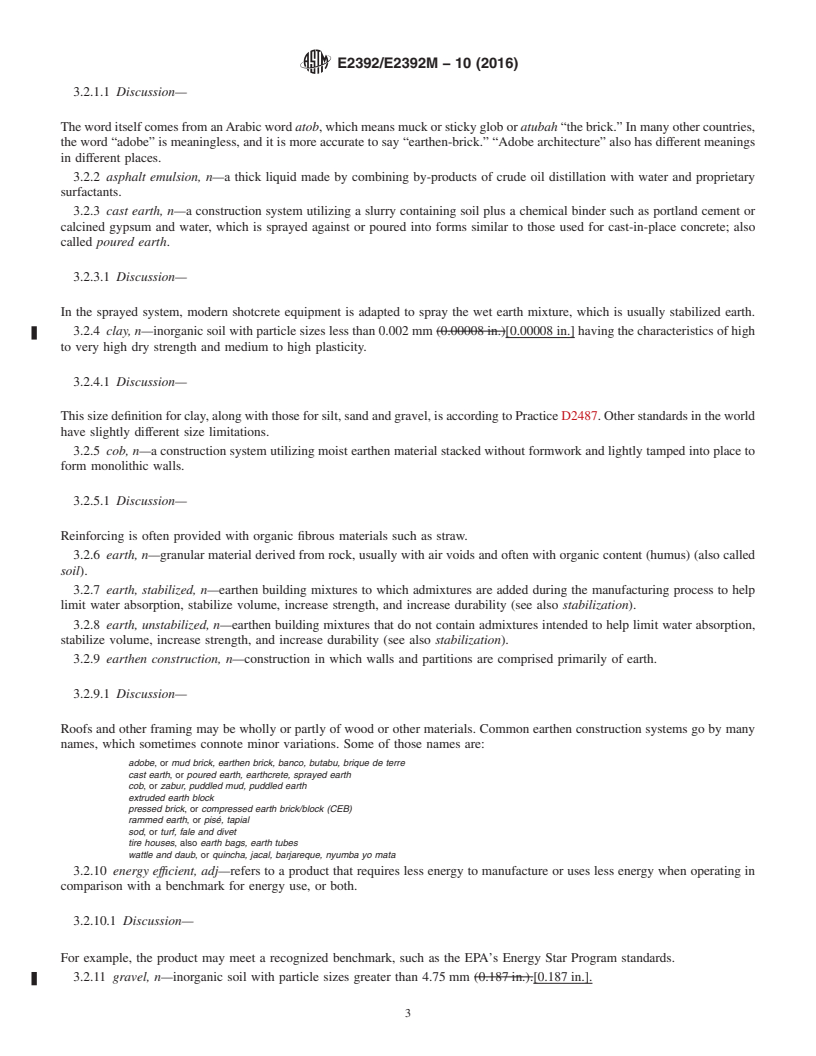 REDLINE ASTM E2392/E2392M-10(2016) - Standard Guide for Design of Earthen Wall Building Systems