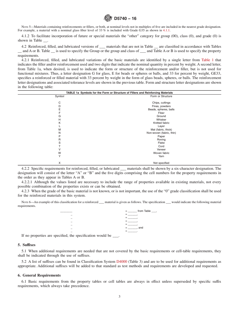 REDLINE ASTM D5740-16 - Standard Guide for Writing Material Standards in the Classification <astmref  design="D4000"/> Format