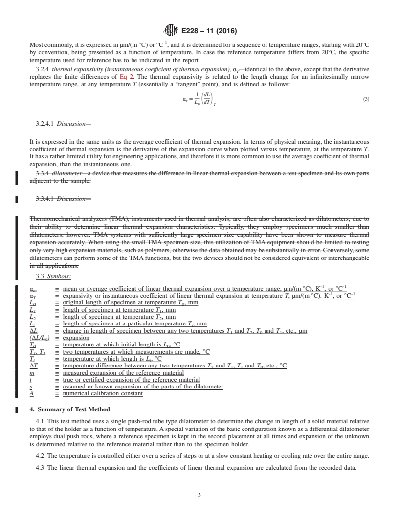 REDLINE ASTM E228-11(2016) - Standard Test Method for  Linear Thermal Expansion of Solid Materials With a Push-Rod  Dilatometer