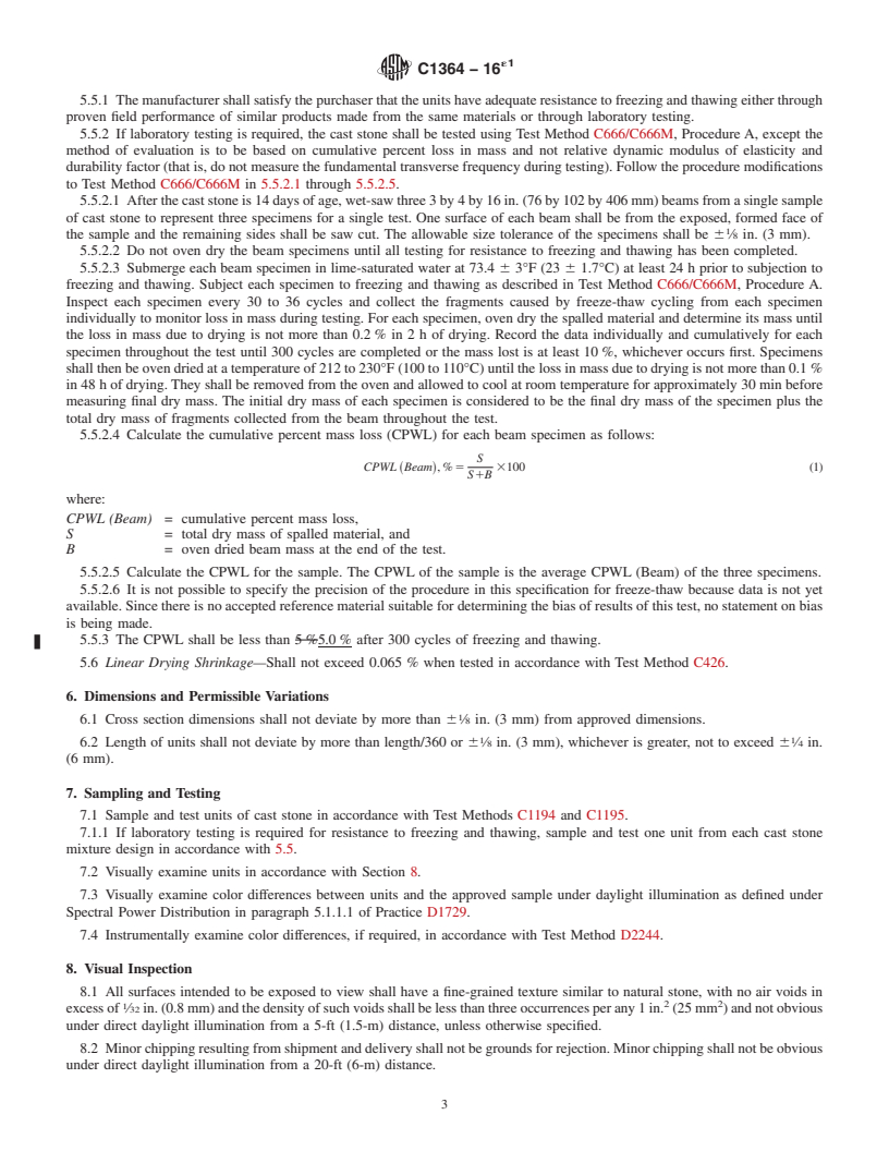 REDLINE ASTM C1364-16e1 - Standard Specification for  Architectural Cast Stone