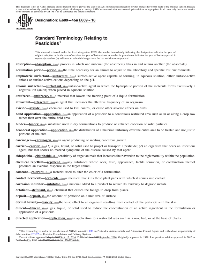 REDLINE ASTM E609-16 - Standard Terminology Relating to  Pesticides