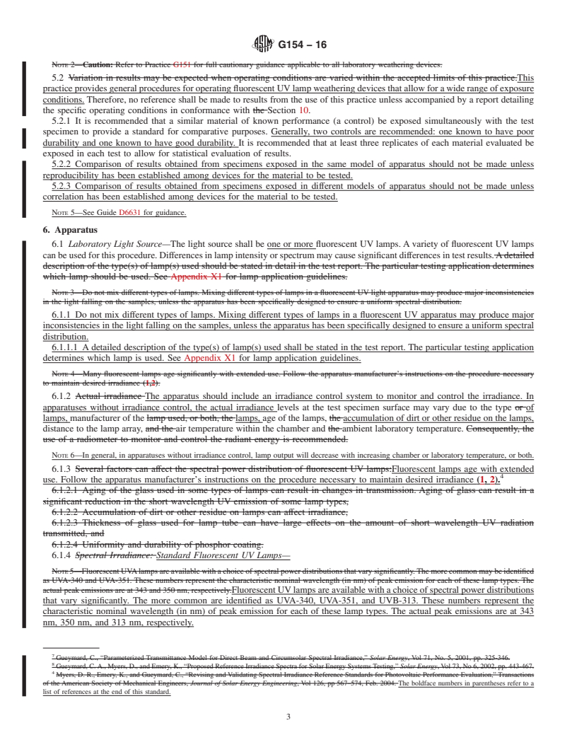 REDLINE ASTM G154-16 - Standard Practice for  Operating Fluorescent Ultraviolet (UV) Lamp Apparatus for Exposure  of Nonmetallic Materials