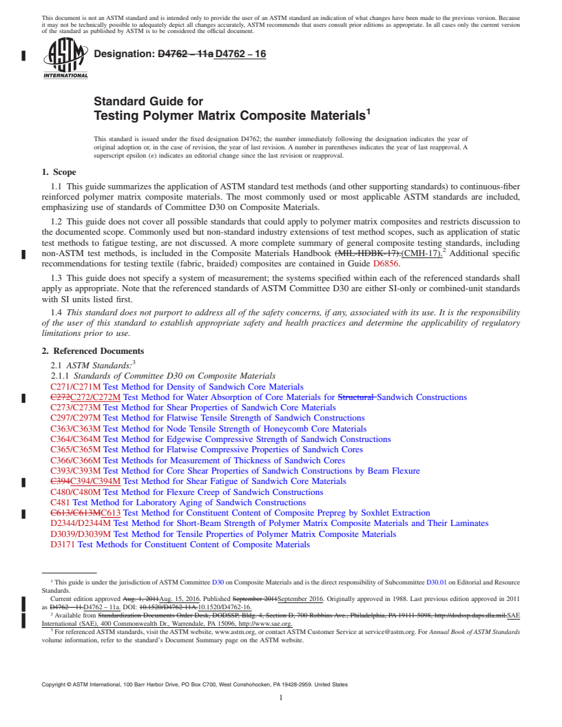 REDLINE ASTM D4762-16 - Standard Guide for  Testing Polymer Matrix Composite Materials