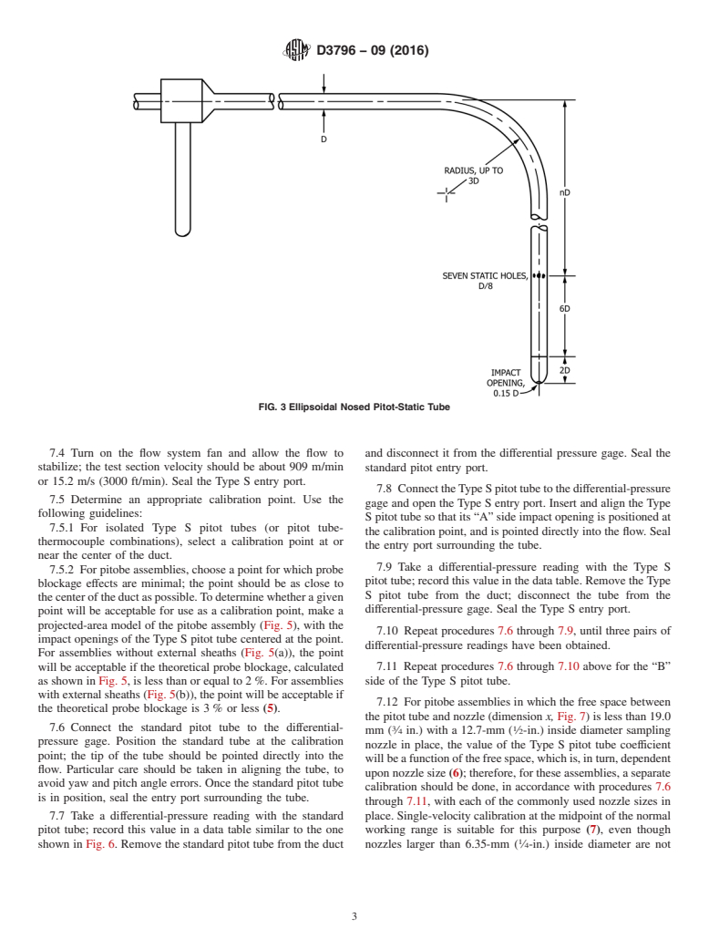 ASTM D3796-09(2016) - Standard Practice for  Calibration of Type S Pitot Tubes