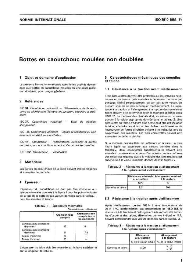ISO 3910:1983 - Bottes en caoutchouc moulées non doublées