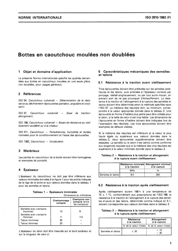 ISO 3910:1983 - Bottes en caoutchouc moulées non doublées