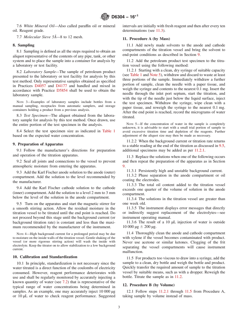 ASTM D6304-16e1 - Standard Test Method for  Determination of Water in Petroleum Products, Lubricating Oils,   and Additives by Coulometric Karl Fischer Titration