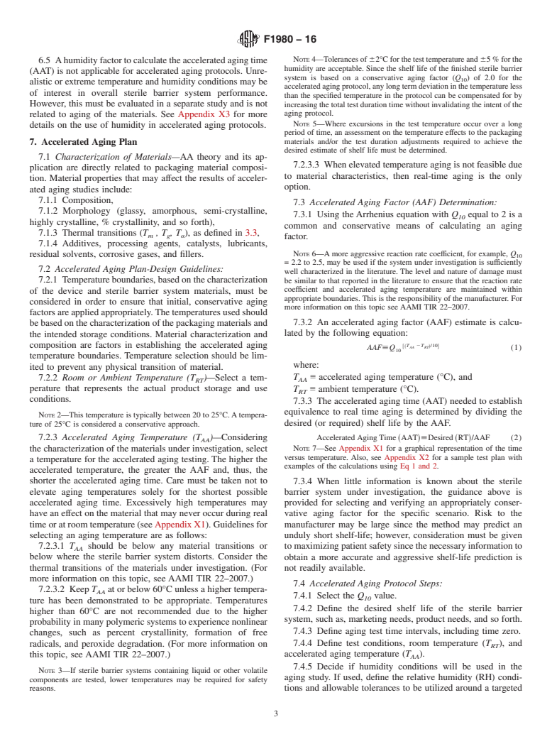 ASTM F1980-16 - Standard Guide for  Accelerated Aging of Sterile Barrier Systems for Medical Devices