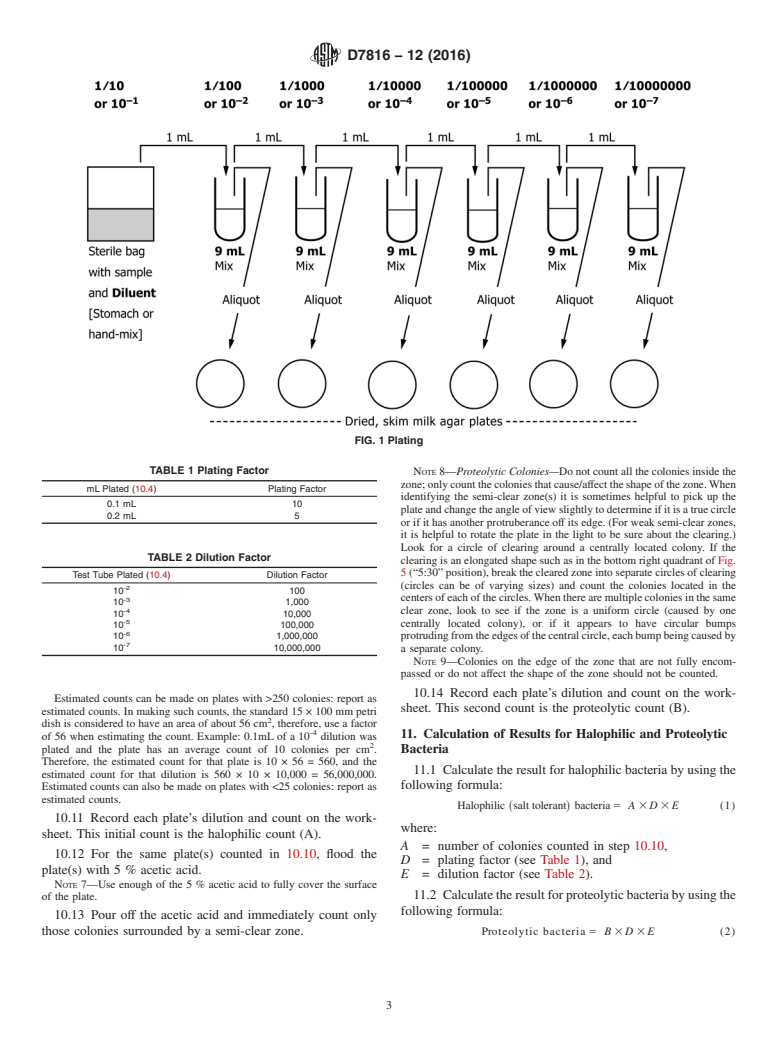 ASTM D7816-12(2016) - Standard Test Method for Enumeration of Halophilic and Proteolytic Bacteria in Raceway  Brine, Brine-Cured Hides and Skins