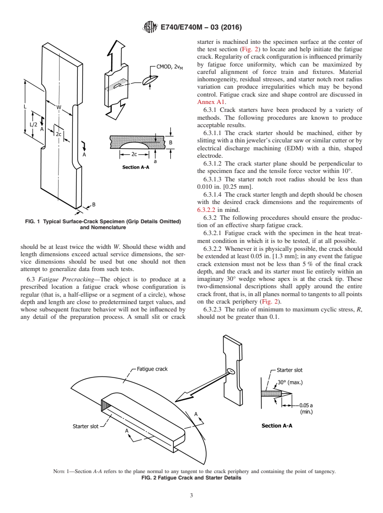 ASTM E740/E740M-03(2016) - Standard Practice for  Fracture Testing with Surface-Crack Tension Specimens