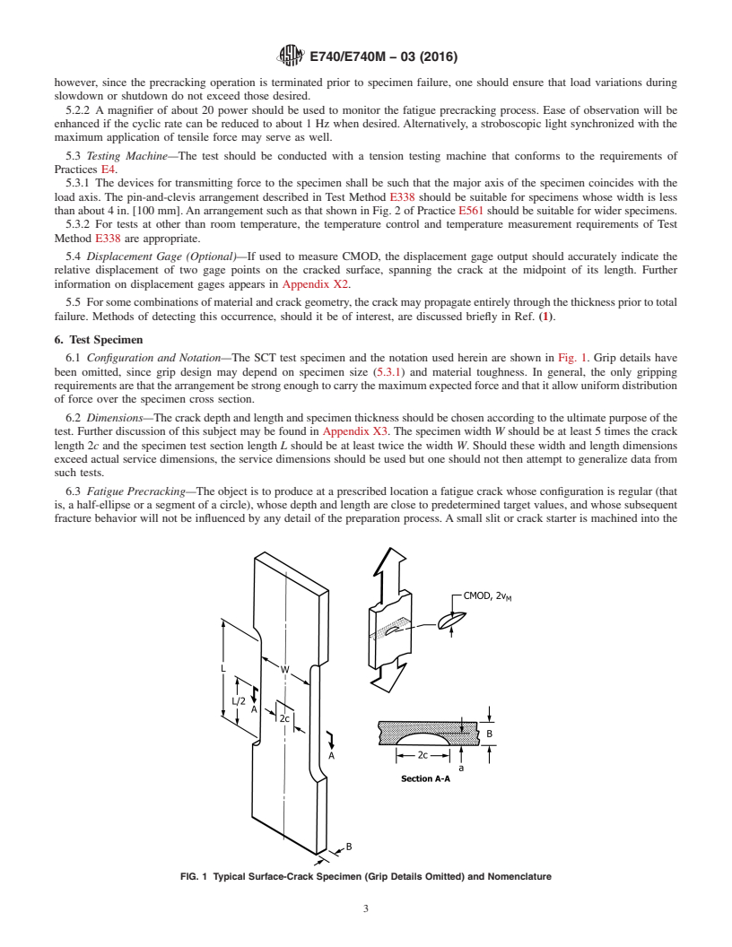 REDLINE ASTM E740/E740M-03(2016) - Standard Practice for  Fracture Testing with Surface-Crack Tension Specimens