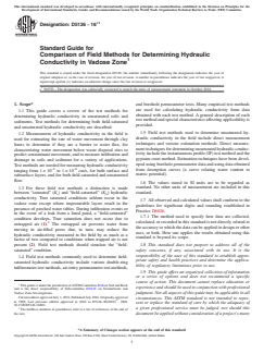 ASTM D5126-16e1 ASTM D5126-16e1 - Standard Guide for Comparison of Field Methods for Determining Hydraulic Conductivity in Vadose Zone - Page 1 preview