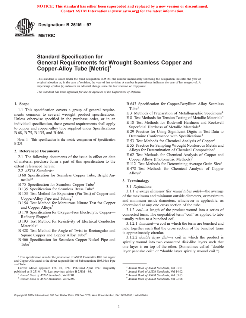 ASTM B251M-97 - Standard Specification For General Requirements For ...