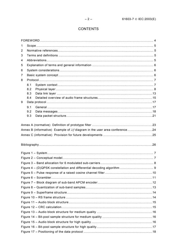IEC 61603-7:2003 IEC 61603-7:2003 - Transmission systems of audio and/or video and related signals using infra-red radiation - Part 7: Digital audio signals for conference and similar applications - Page 4 preview