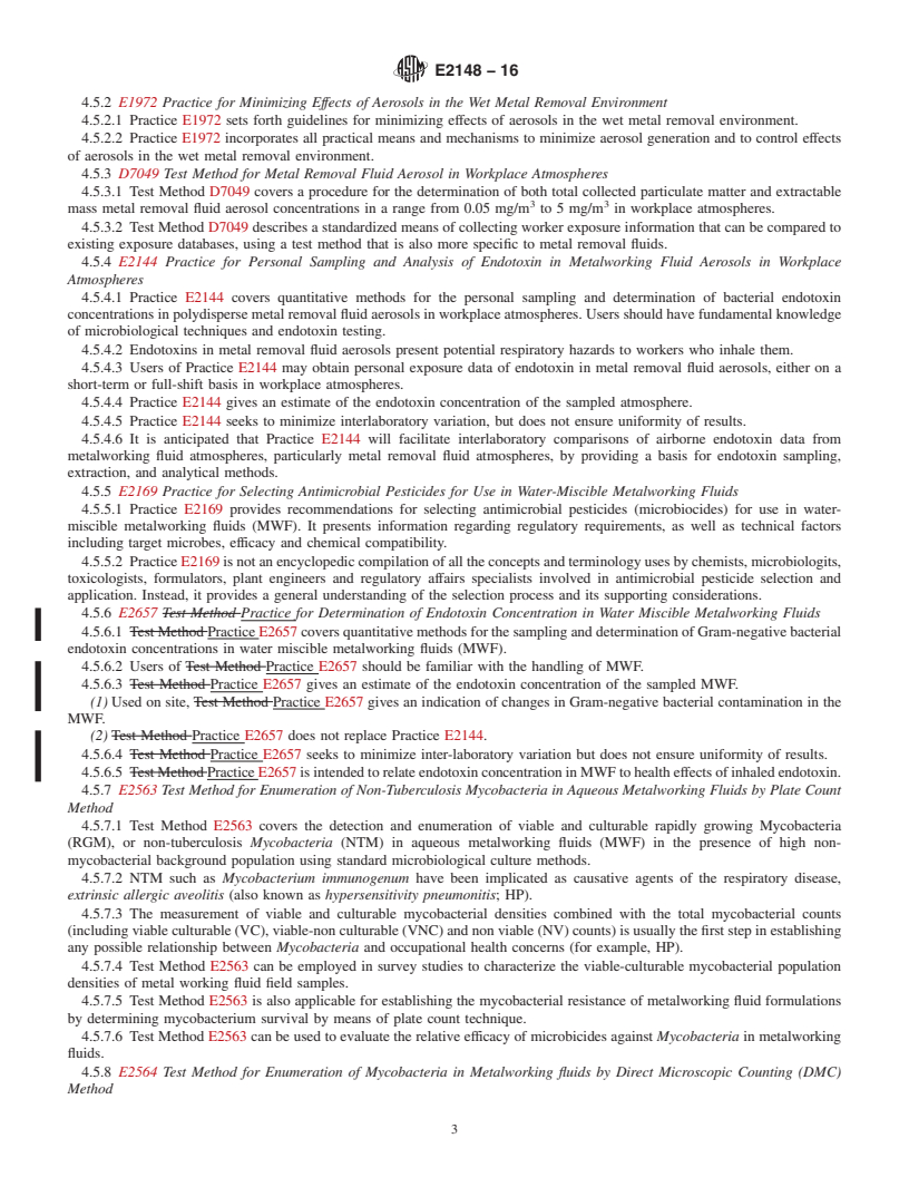 REDLINE ASTM E2148-16 - Standard Guide for  Using Documents Related to Metalworking or Metal Removal Fluid  Health and Safety