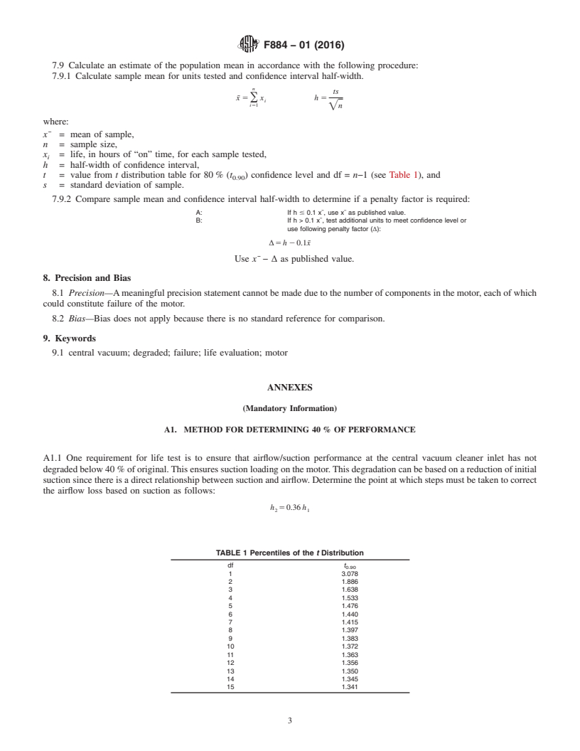 REDLINE ASTM F884-01(2016) - Standard Test Method for  Motor Life Evaluation of a Built-In (Central Vacuum) Vacuum  Cleaner