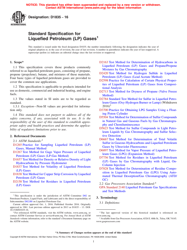 ASTM D1835-16 - Standard Specification for Liquefied Petroleum (LP) Gases