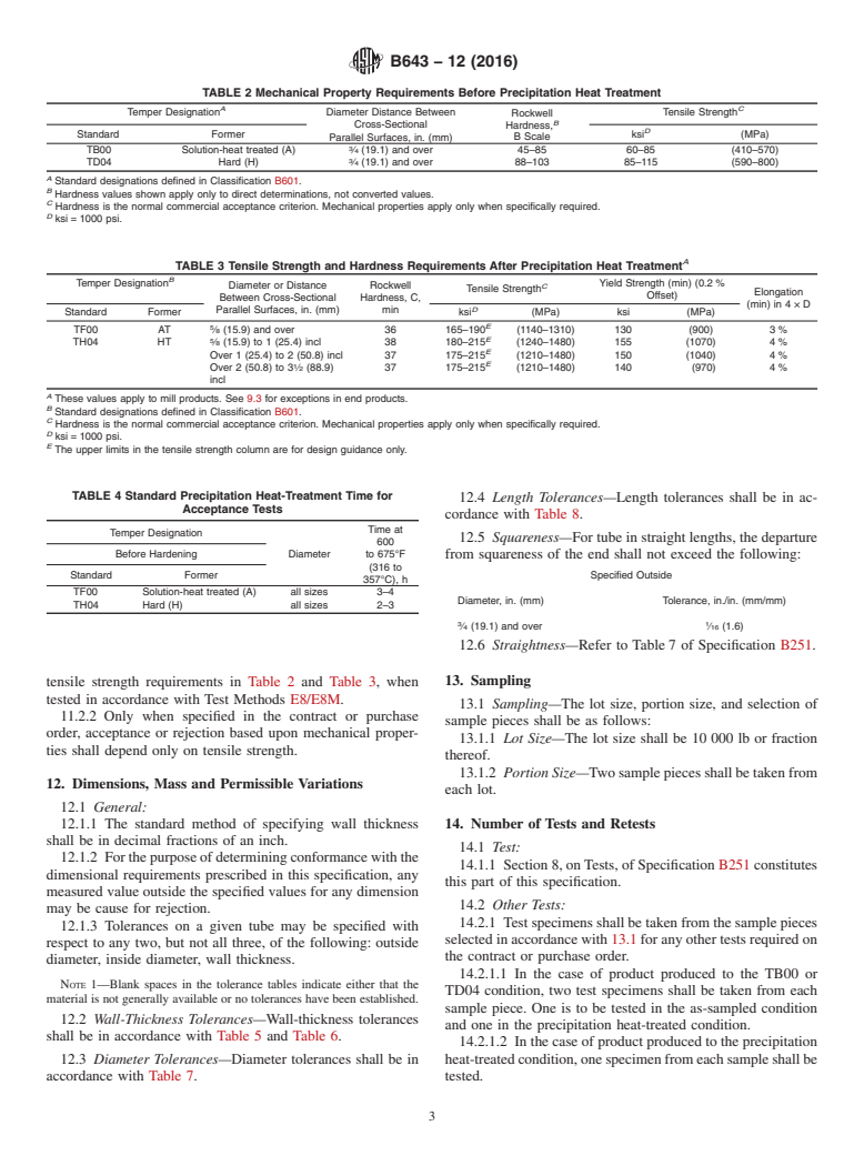 ASTM B643-12(2016) - Standard Specification for Copper-Beryllium Alloy Seamless Tube