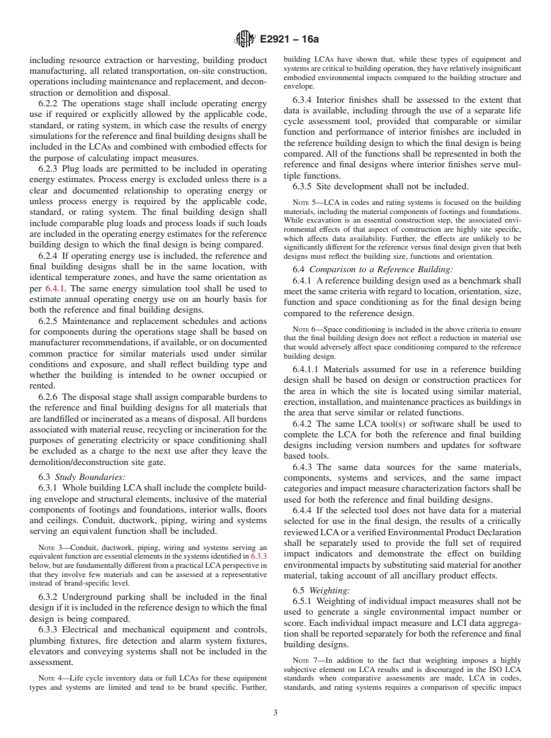 ASTM E2921-16a - Standard Practice for Minimum Criteria for Comparing Whole Building Life Cycle Assessments  for Use with Building Codes, Standards, and Rating Systems