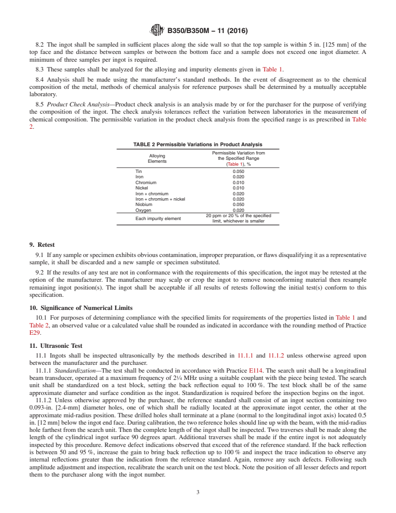 REDLINE ASTM B350/B350M-11(2016) - Standard Specification for Zirconium and Zirconium Alloy Ingots for Nuclear Application