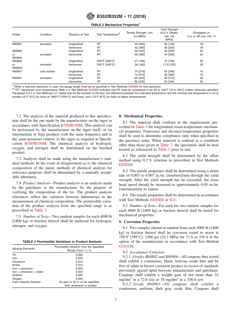 ASTM B352/B352M-11(2016) - Standard Specification for Zirconium and Zirconium Alloy Sheet, Strip, and Plate for Nuclear  Application